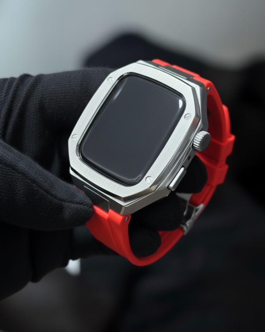 工具不要 最新 46mm 45mm 44mm アップルウォッチ カスタム カバー ケース メタル ラバーバンド ベルト スクリューレス 350