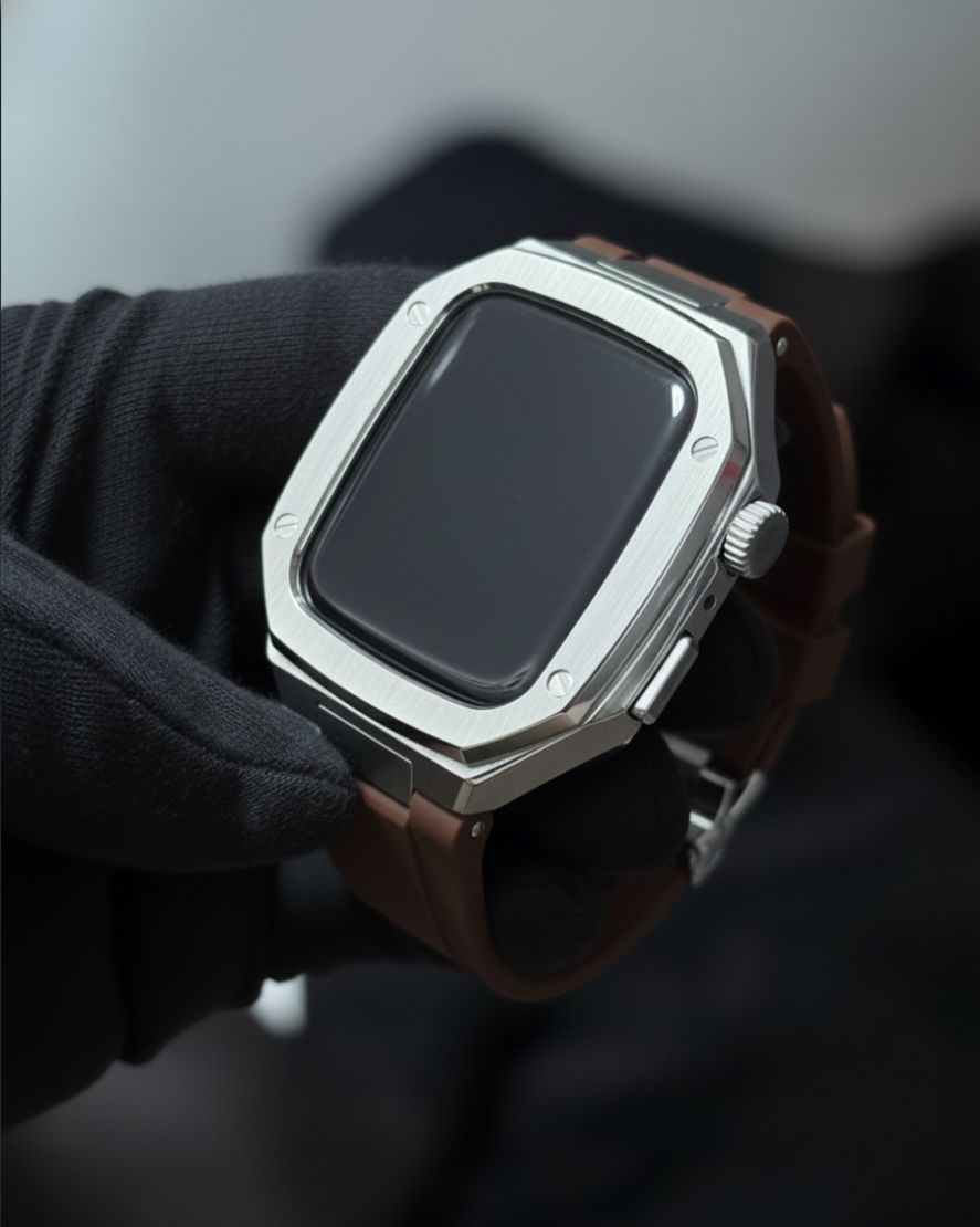 工具不要 最新 46 mm 45 44 アップルウォッチ カスタム カバー ケース メタル ラバーバンド ベルト スクリューレス 352