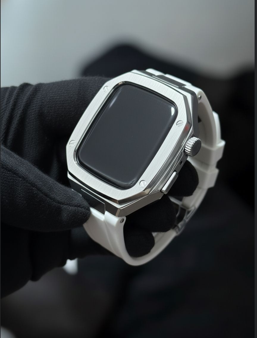 工具不要 最新 46 mm 45 44 アップルウォッチ カスタム カバー ケース メタル ラバーバンド ベルト スクリューレス 347