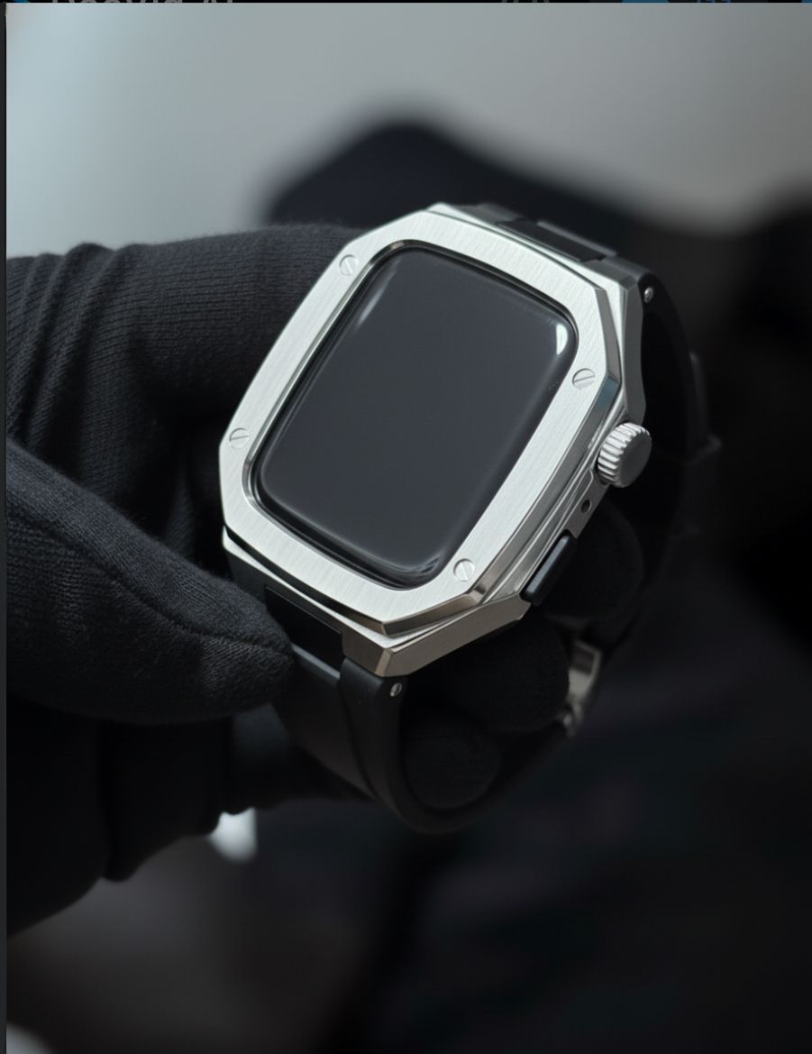 工具不要　最新　46mm 45mm 44mm アップルウォッチ　カスタム　カバー　ケース　メタル　ラバーバンド　ベルト　スクリューレス　348