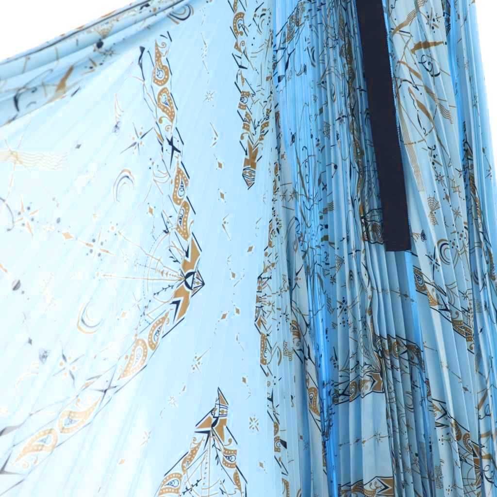 美品sacaiペイズリー柄プリーツロングスカート サカイ０ サカイ sacai ペイズリー柄プリーツスカート マキシ ロング 0 青