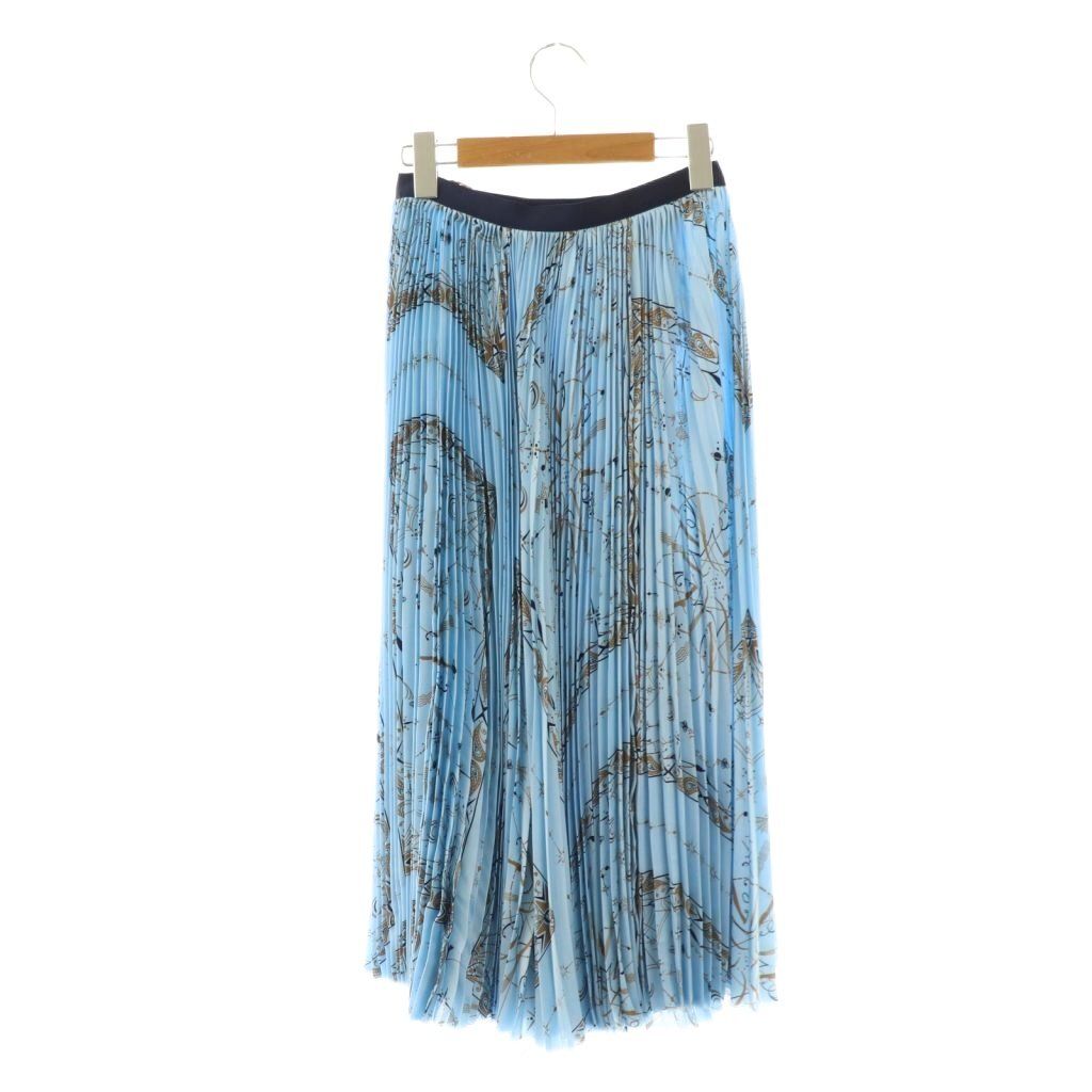 サカイ sacai ペイズリー柄プリーツスカート マキシ ロング 0 青