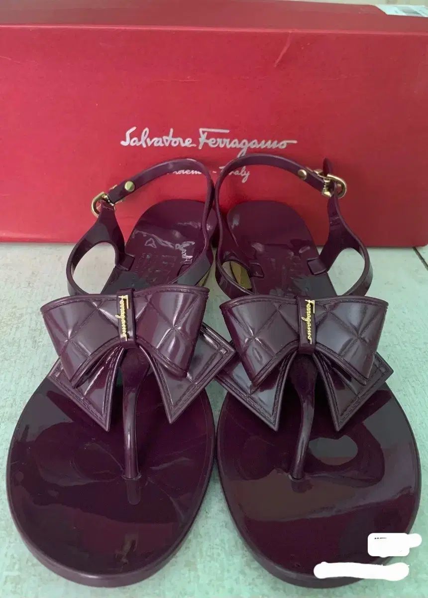 フェラガモ リボン ゼリー サンダル バーガンディ 6 サイズ 225