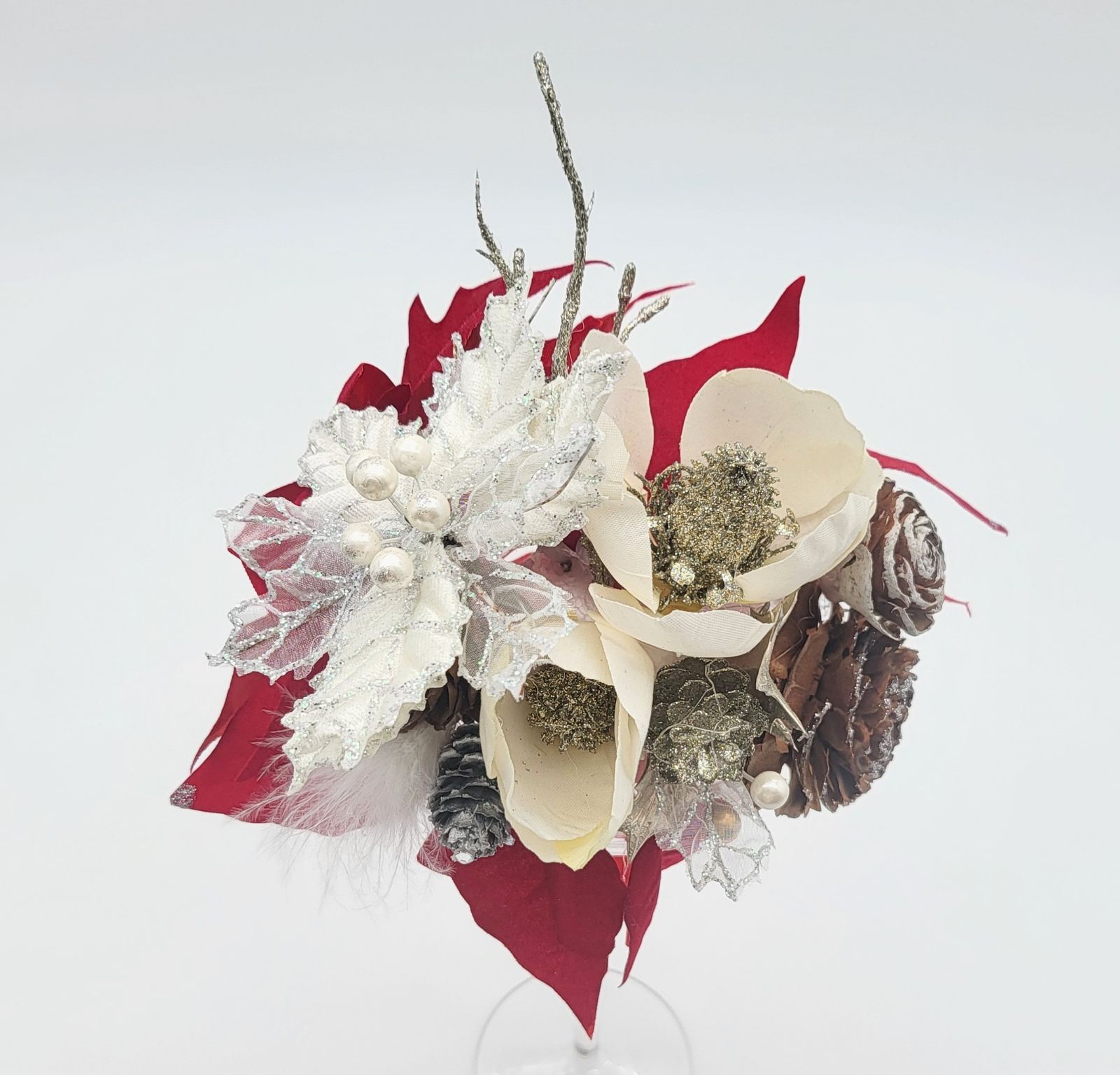 赤白ポインセチアガラススタンドアレンジ