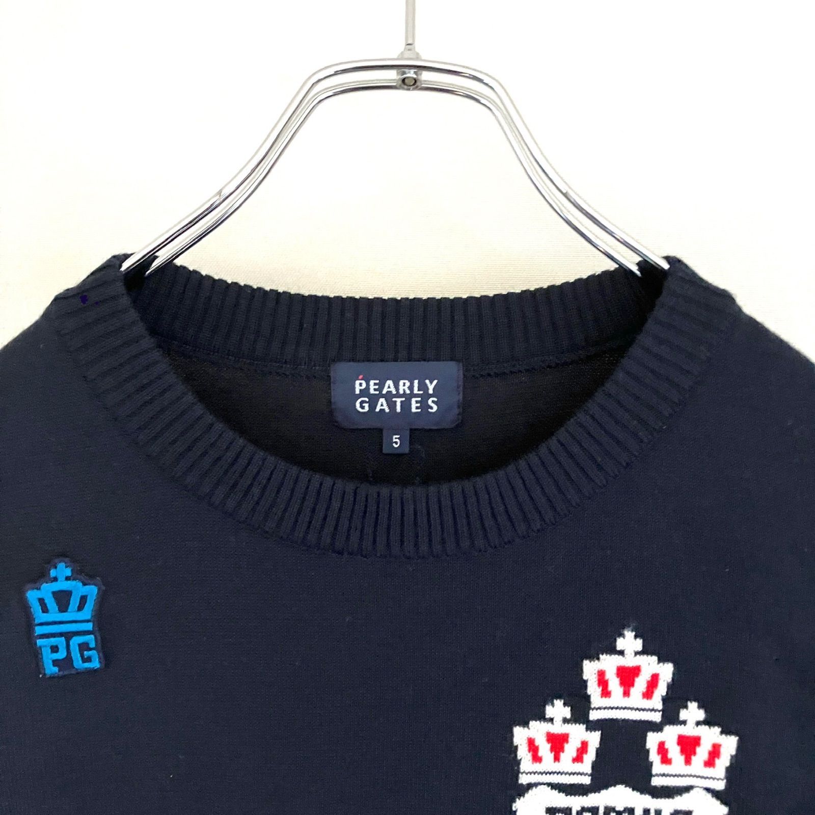 ✨美品✨パーリーゲイツ クルーネックニット カシミヤ混 メンズ L 紺