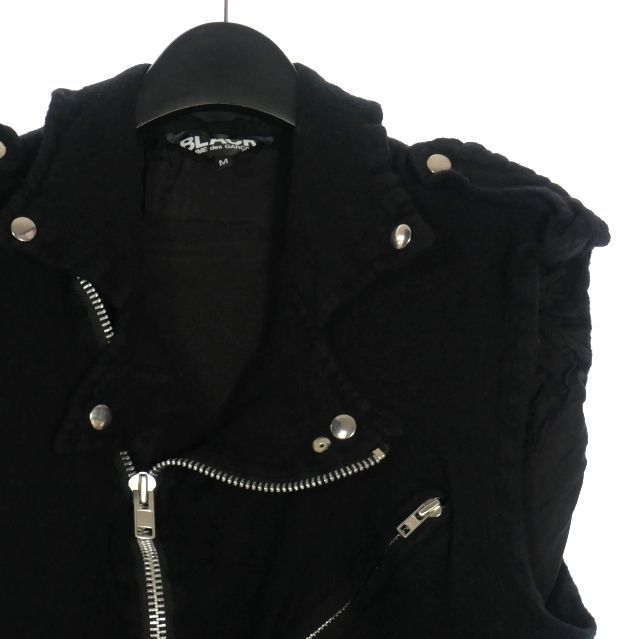 COMMEdesGARCONS BLACK ライダース　　ロング　ベスト　ジレ ブラックコムデギャルソン ライダース ロングベスト ジレ ブラック