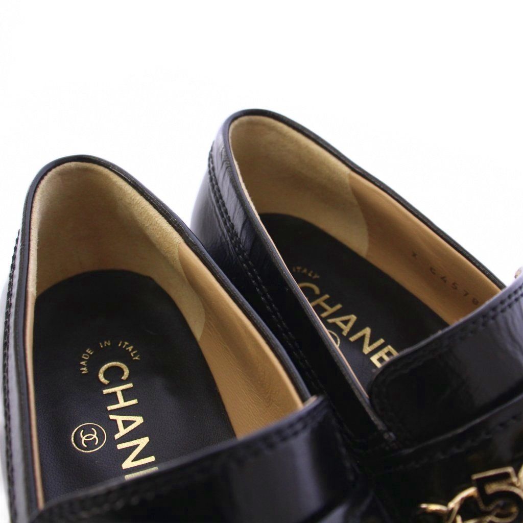 シャネル CHANEL ローファー モカシン ココマーク チャーム レザー 36C