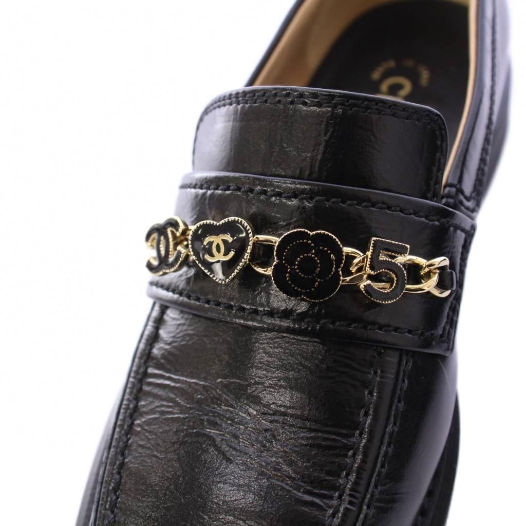 シャネル CHANEL ローファー モカシン ココマーク チャーム レザー 36C