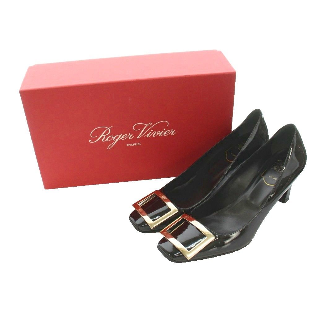 ロジェヴィヴィエ ROGER VIVIER トランペット パテントレザー パンプス