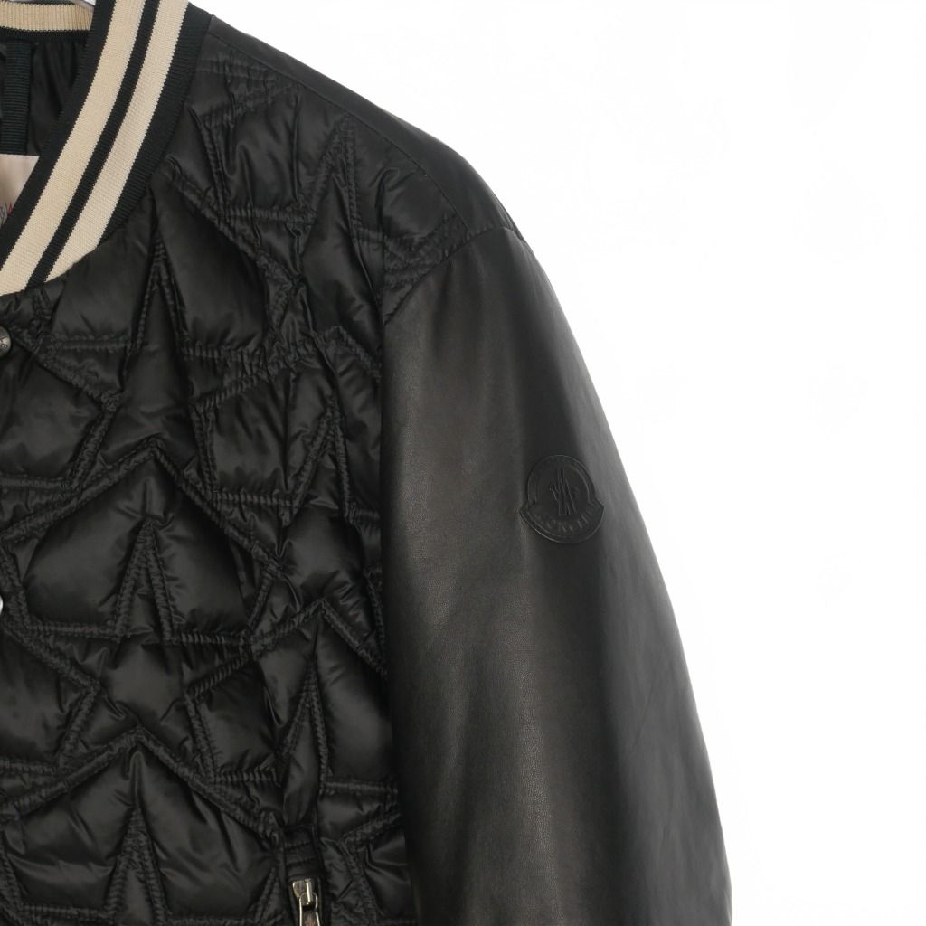 モンクレール MONCLER AUBURN レザー切替 ダウンジャケット スタジャン