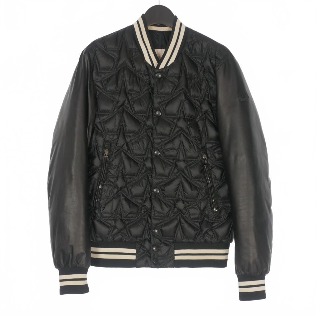 モンクレール MONCLER AUBURN レザー切替 ダウンジャケット スタジャン