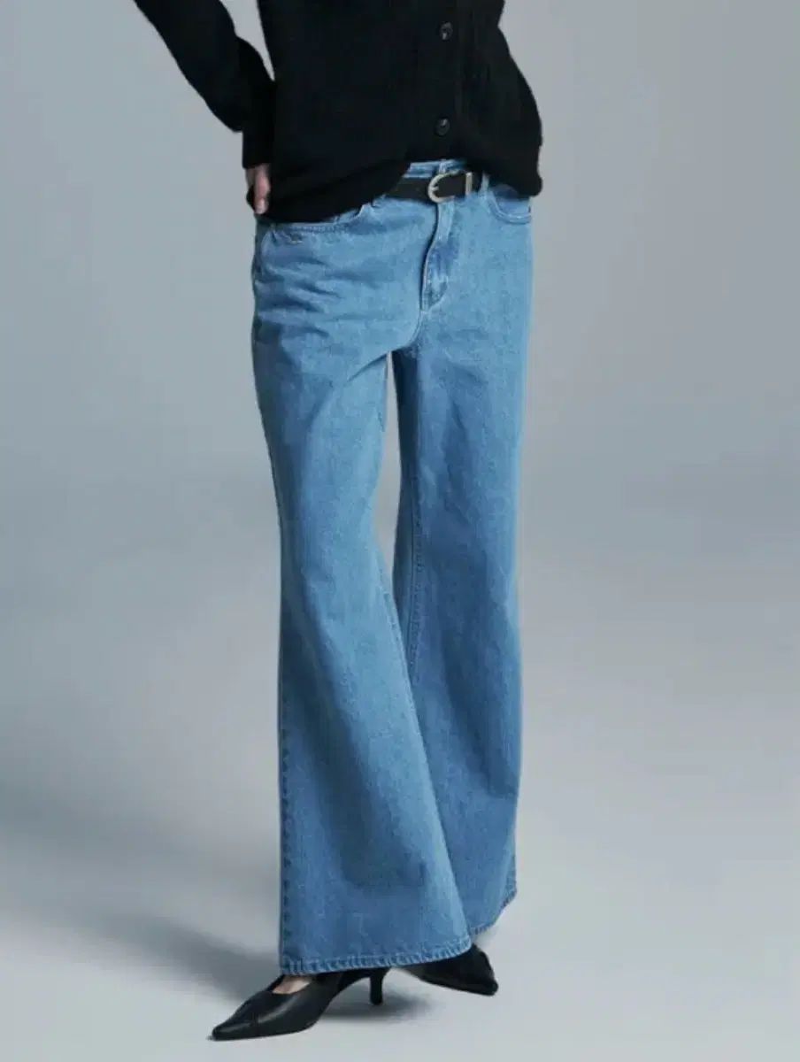 新 品薄 シナジーン ロー ワイド デニム パンツ ライト ブルー m