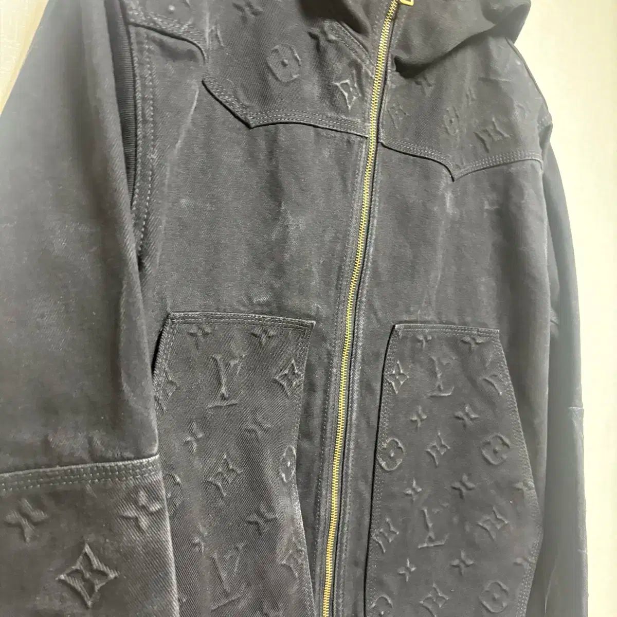 50 Louis Vuitton ルイヴィトン モノグラム カーペンター デニム フードジップアップ ジャケット