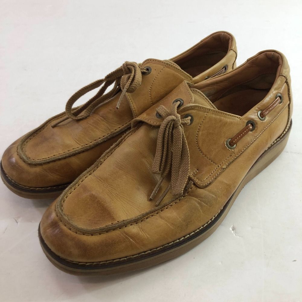 04w5287∞ Hoppers ホッパーズ シューズVA36 レザー デッキシューズ タン 24.5cm 八王子店