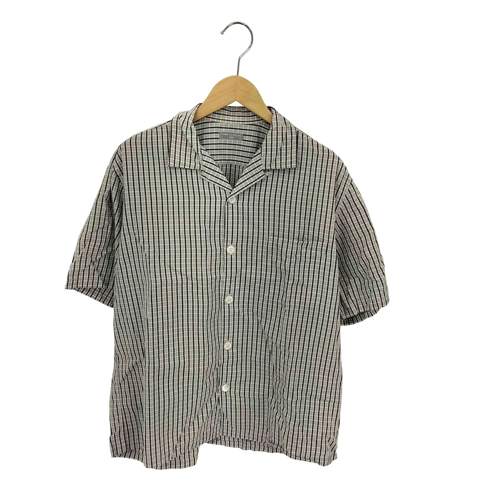 コムデギャルソンオム COMME des GARCONS HOMME 90-00s 銀タグ 田中オム ボックスシルエット オープン チェック 半袖シャツ メンズ 表記無