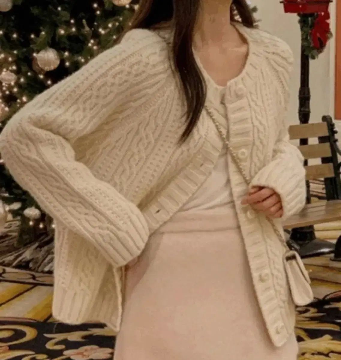 アイボリー ケーブル カーディガン - ハイクオリティ ウール80