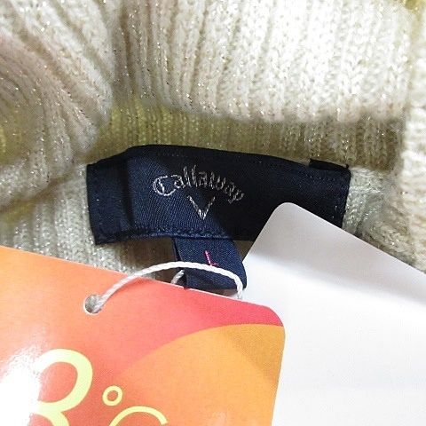 キャロウェイ CALLAWAY スポーツウエア ゴルフ ニット セーター モデル 長袖 タートルネック ハイネック ラメ 吸湿発熱 ゴールド ベージュ L セーター トレーナー レディースウェア