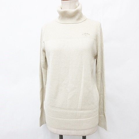 キャロウェイ CALLAWAY スポーツウエア ゴルフ ニット セーター モデル 長袖 タートルネック ハイネック ラメ 吸湿発熱 ゴールド ベージュ L