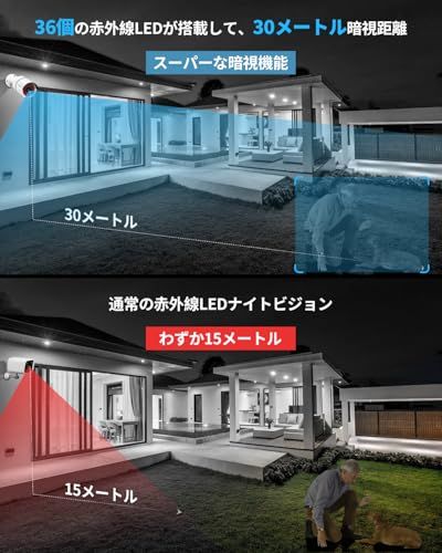 30メートル超強暗視 OHWOAI POE防犯カメラセット 防犯カメラ 屋外 POE給電 監視カメラ 4台 有線防犯 屋内 屋外防犯カメラセット 適格請求書発行可 d70775ec