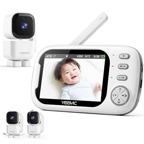 YISSVIC ベビーモニター 720P 3.5吋 回転ベビーカメラ 1.8m電源ケーブル付き 双方向音声通信 暗視機能付き見守りカメラ 温度検知 遠隔監視カメラ 出産祝い 日本語取扱説明書付 ac71d3b9