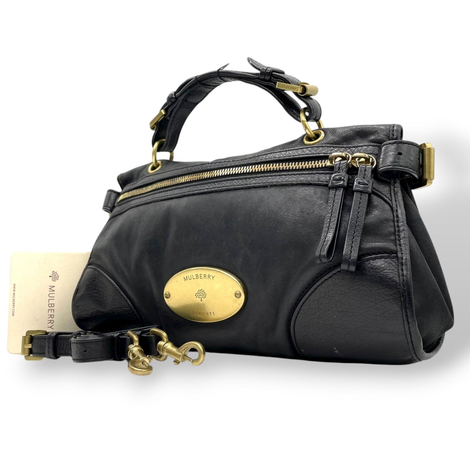 希少】マルベリー mulberry ショルダーバッグ レザー ビッグロゴ 希少】マルベリー mulberry ショルダーバッグ レザー ビッグロゴ