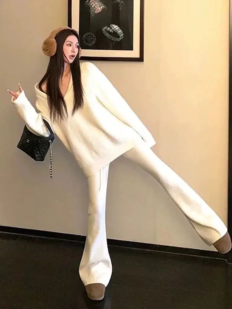 3COLOR 華奢ブーツカット ジャージ トレーナー セット