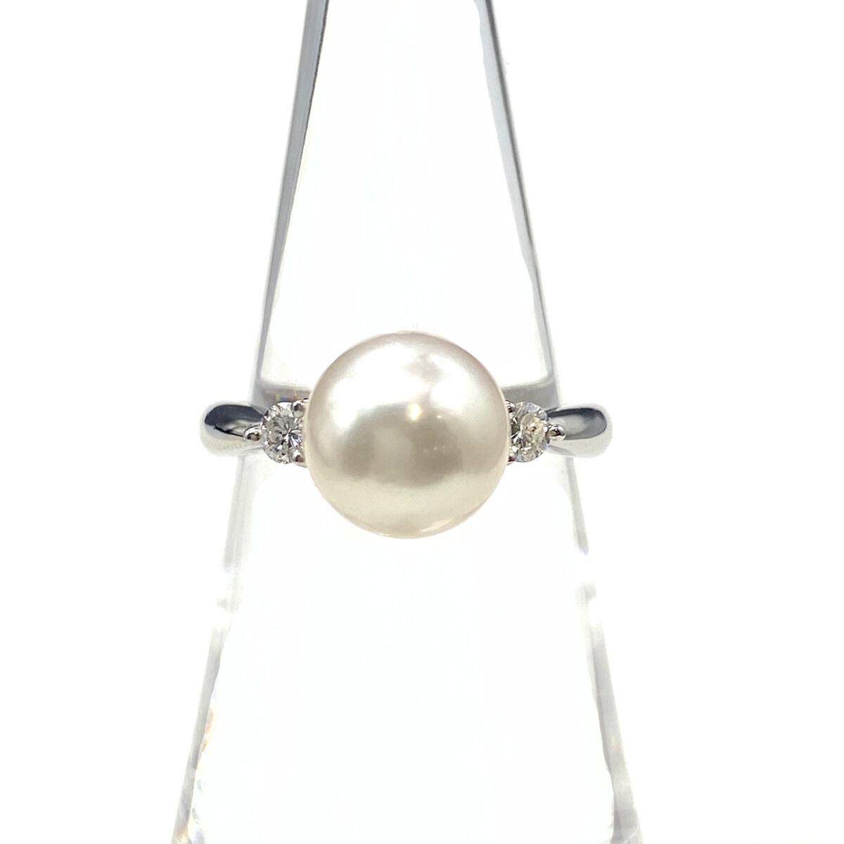パール デザインリング プラチナ 指輪 メレダイヤ リング 11.5号 Pt900 ダイヤモンド レディース
