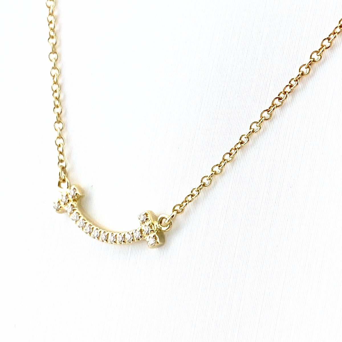 ティファニー TIFFANY&Co. T スマイル ネックレス YG イエローゴールド 