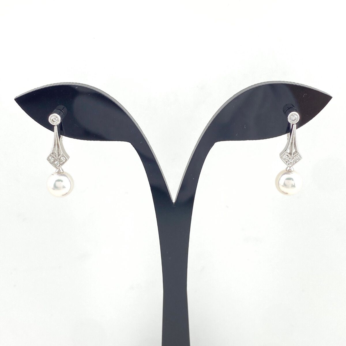 ミキモト MIKIMOTO パール デザインイヤリング 真珠 イヤリング K18 パール ダイヤモンド レディース