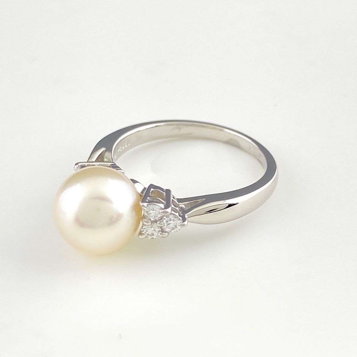 ミキモト MIKIMOTO パール デザインリング プラチナ 指輪 メレダイヤ