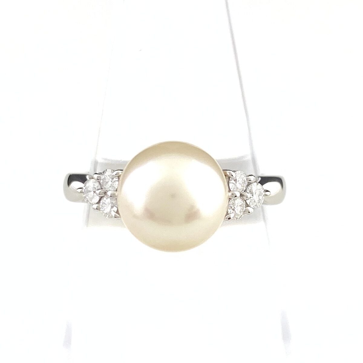 ミキモト MIKIMOTO パール デザインリング プラチナ 指輪 メレダイヤ 真珠 リング 11号 Pt950 パール ダイヤモンド レディース