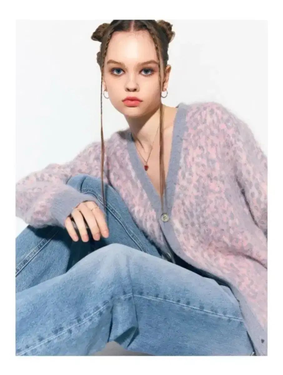 エズイフLEOPARD KNIT CARDIGAN PINK