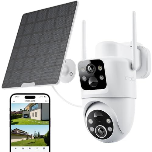 新進化デュアル防犯カメラ 同時記録 再生 真の360全方位カバー COOAU 防犯カメラ 屋外 ソーラー 電池式 5W高効率太陽光充電 大容量バッテリー長持ち 電源不要 工事不要 簡単設置 監視カメラ セキュリティカメラ 300万 f781932b