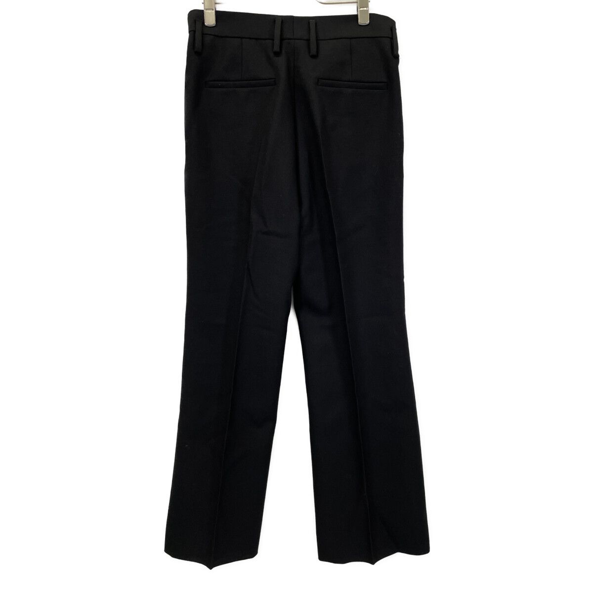 PRADA プラダ P242IK SOOO 15GJ ブラック カーフスキンベルト ボタンフライ センタープレスウールギャバジンスラックス 36