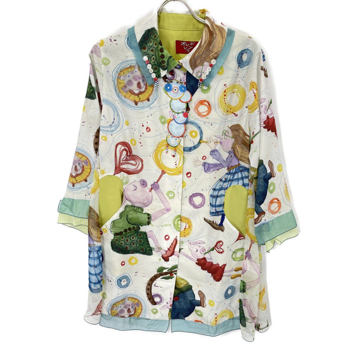 OLLEBOREBLA アルベロベロ 116660 マルチカラー ぶたさん ビジュー付きシャツ 表記無し