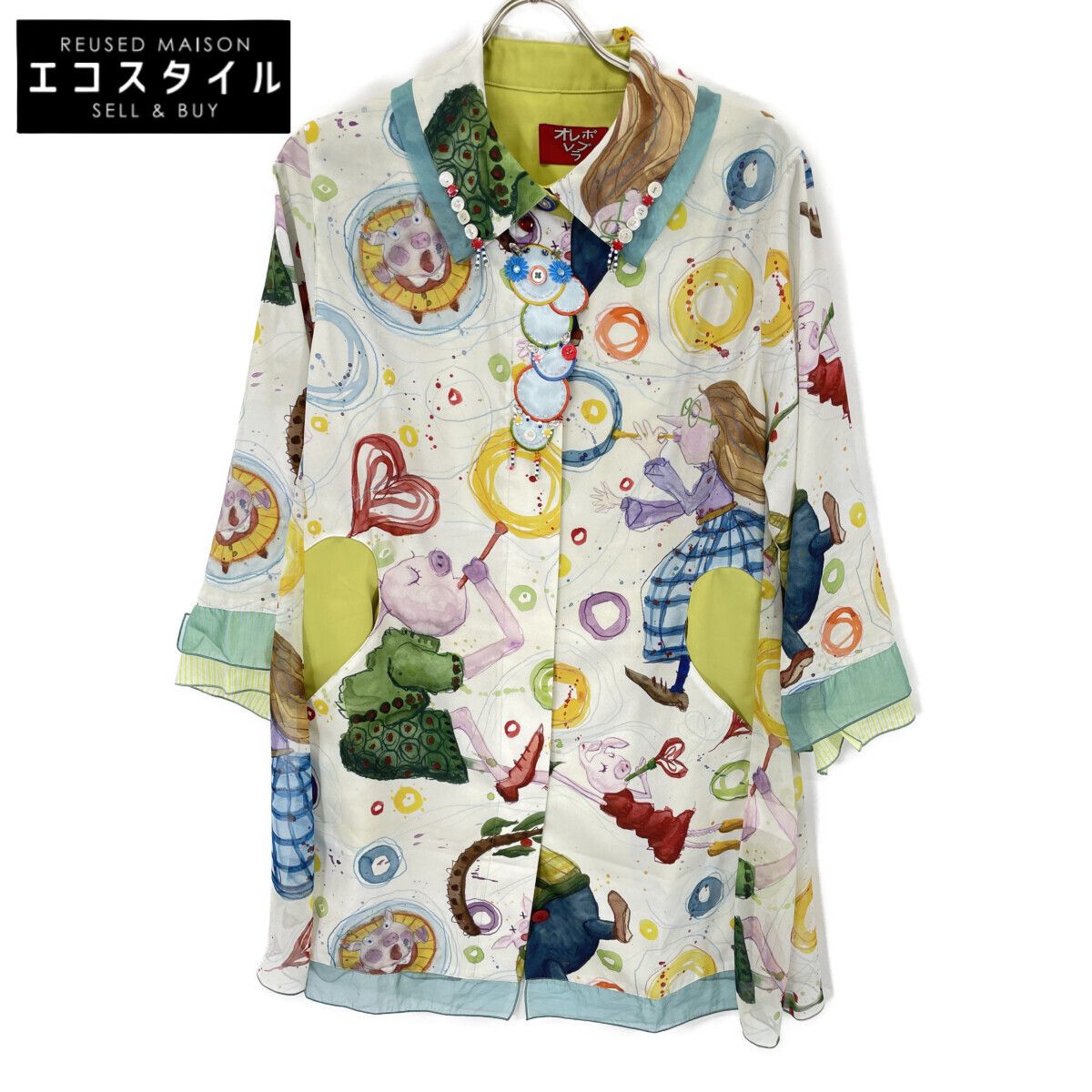 OLLEBOREBLA アルベロベロ 116660 ﾏﾙﾁｶﾗｰ ぶたさん ﾋﾞｼﾞｭｰ付きｼｬﾂ 表記無し