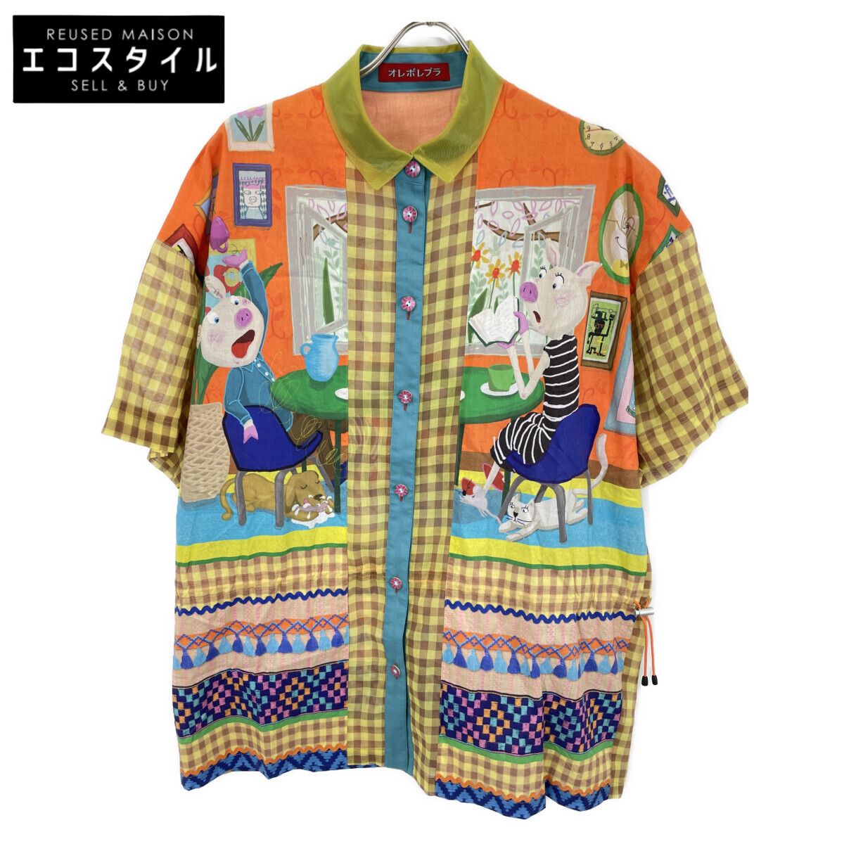 OLLEBOREBLA アルベロベロ 116764 マルチカラー ぶたさん ショートスリーブカッターシャツ 表記無し