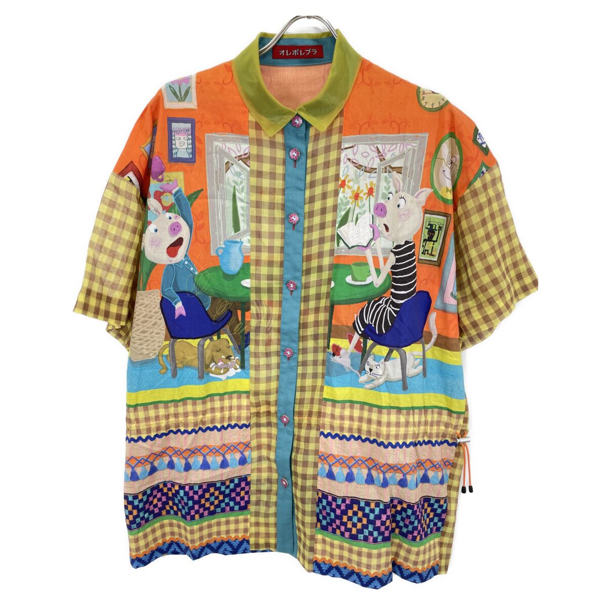 OLLEBOREBLA アルベロベロ 116764 ﾏﾙﾁｶﾗｰ ぶたさん ｼｮｰﾄｽﾘｰﾌﾞｶｯﾀｰｼｬﾂ 表記無し