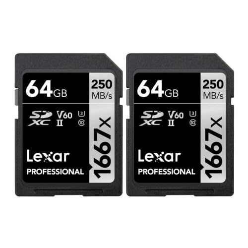 Lexar プロフェッショナル SDHC SDXC 1667x UHS-II 64GB メモリーカード 2パック LSD64GCBNA1667