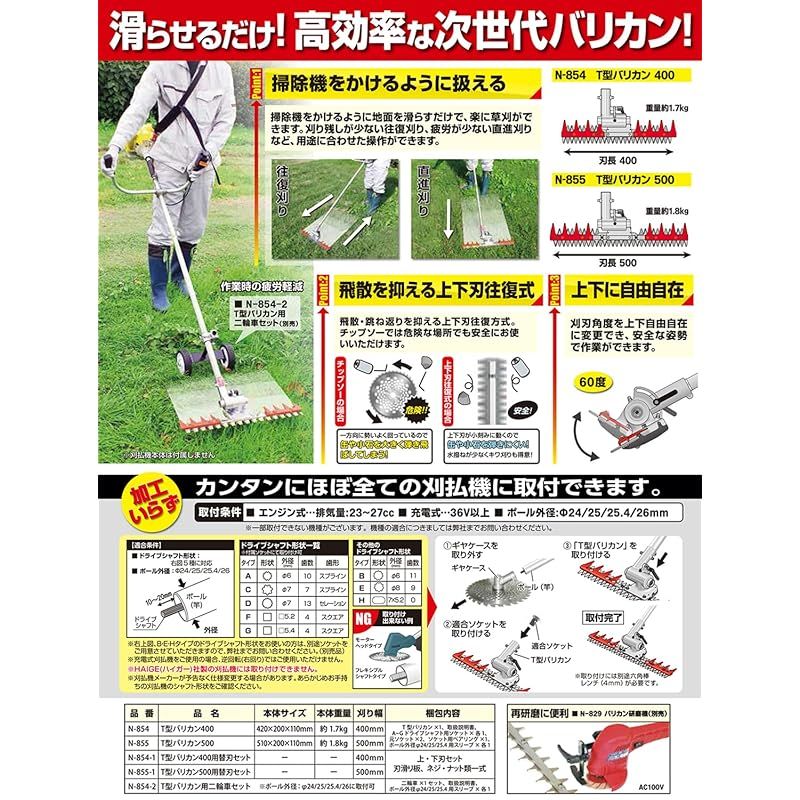  Nishigaki Industrial 刈払機取付用 T型バリカン400用替刃セット N-854 刈幅400 mm N-854-1 バリカン 脱毛 除毛