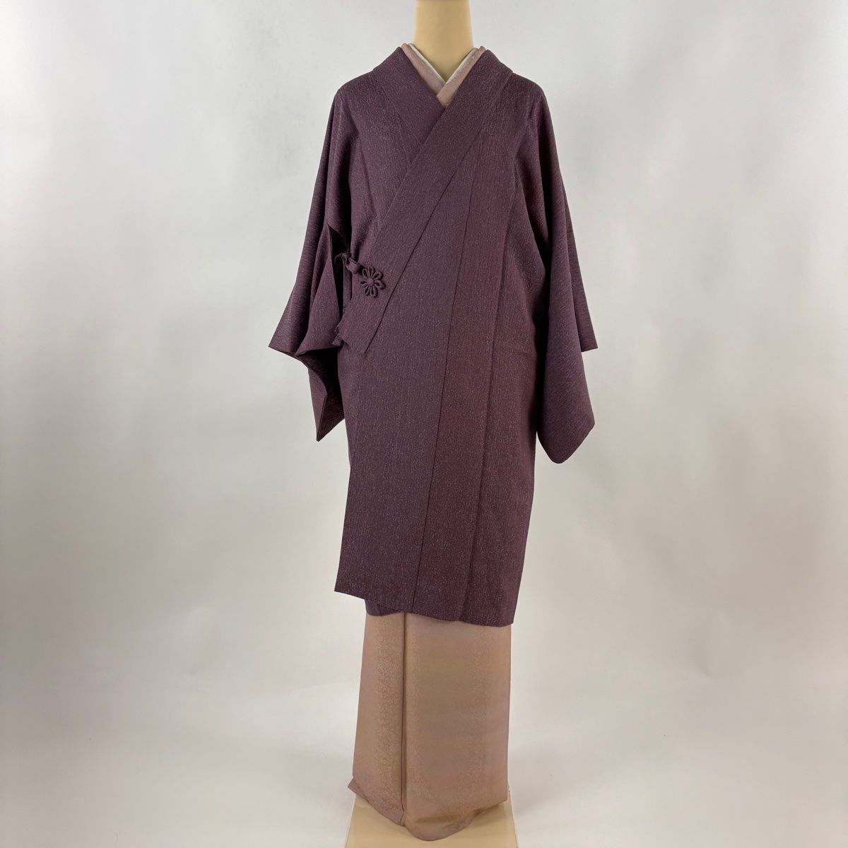 道中着 身丈102 cm 裄丈64 M 和装コート 着物衿 紫 正絹 秀品