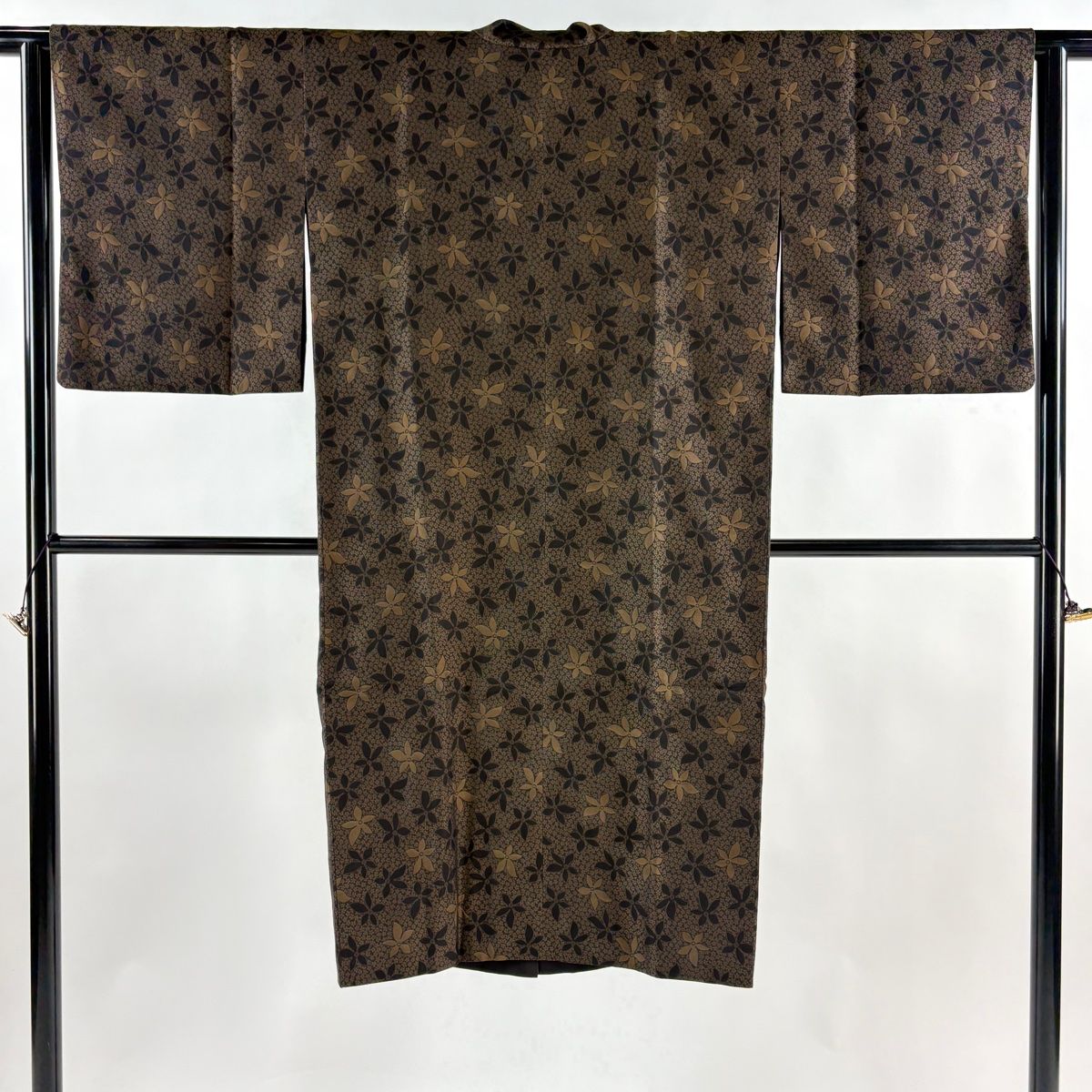 道中着 身丈121 5 cm 裄丈63 S 和装コート 小花 花 焦茶色 正絹 秀品