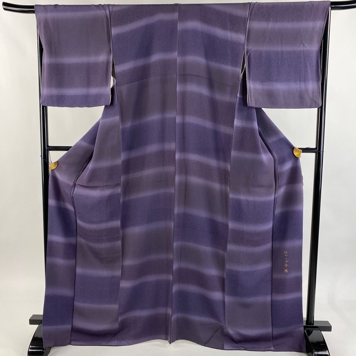 小紋 身丈169 cm 裄丈68.5 L 袷 鹿子柄 ぼかし 紫 正絹 秀品