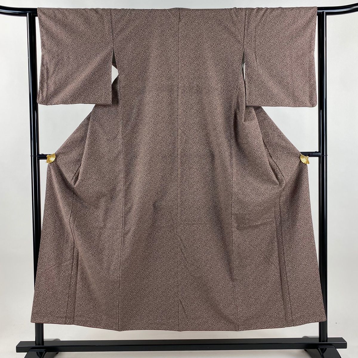 小紋 身丈151 cm 裄丈62 5 S 袷 紬地 幾何学 小豆色 正絹 秀品