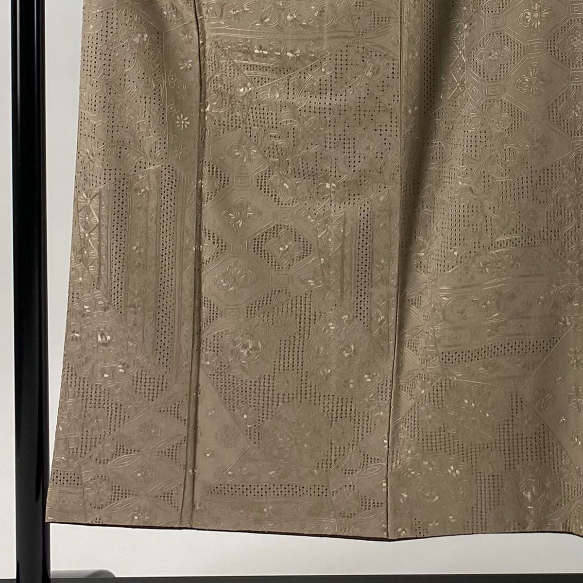 小紋 身丈151 cm 裄丈62 S 袷 華文 蜀江文 刺繍 灰茶 正絹