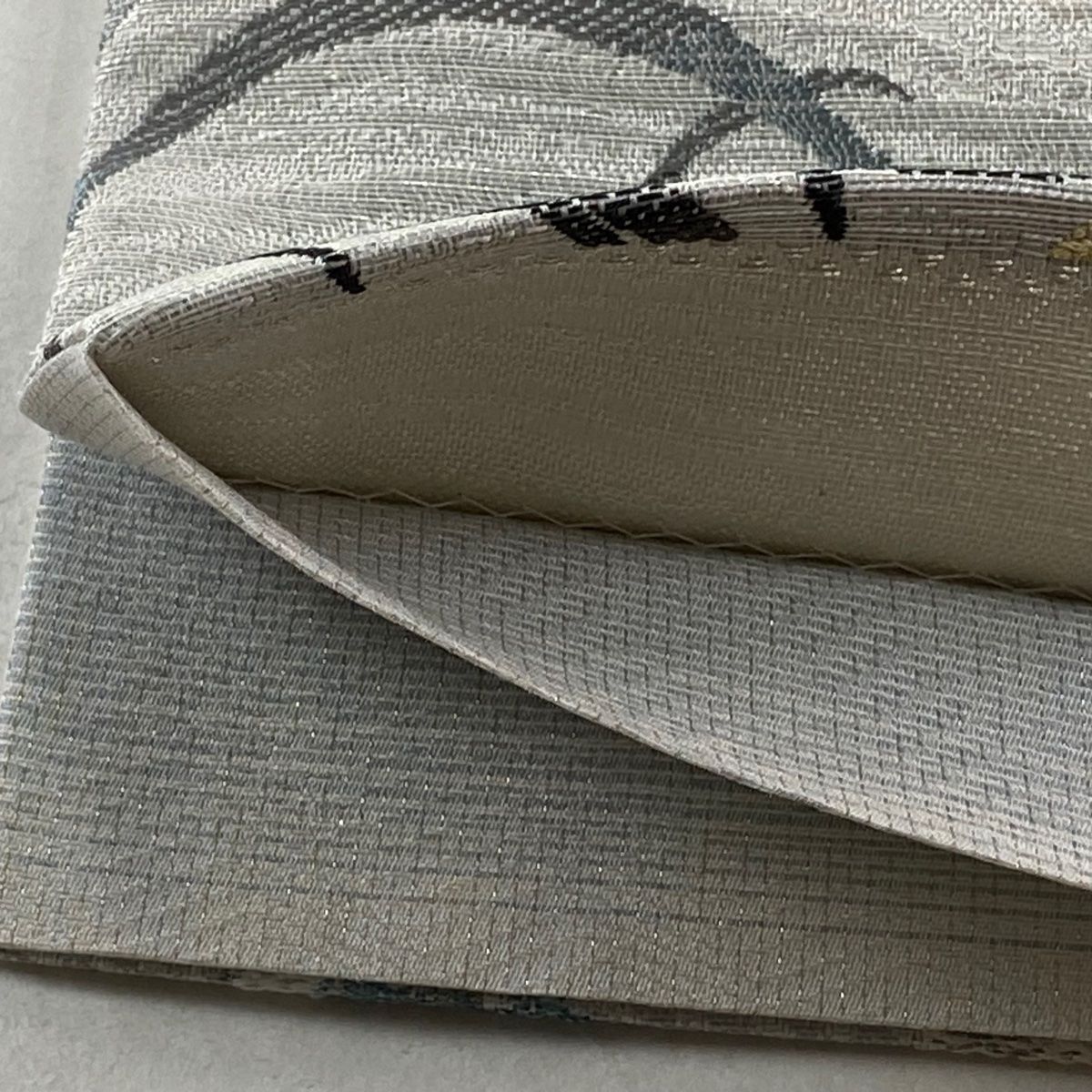  袋帯 やまと 手先二通り 草花 金銀糸 灰白 お太鼓柄 正絹 袋帯 帯