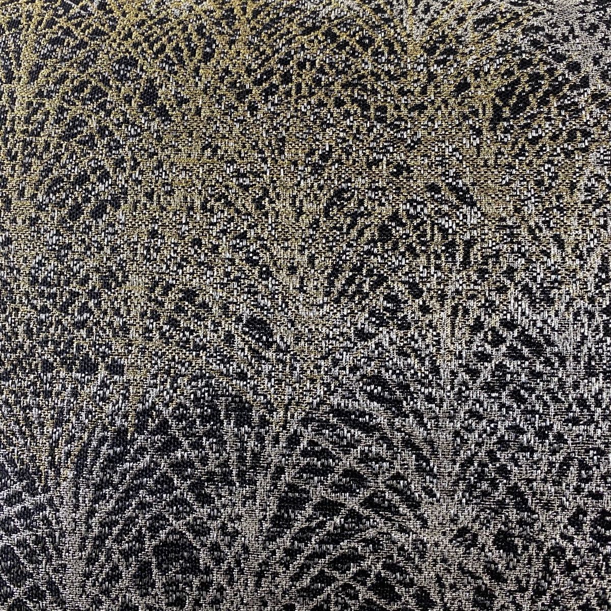 袋帯 落款 葉柄 金銀糸 黒 六通 正絹