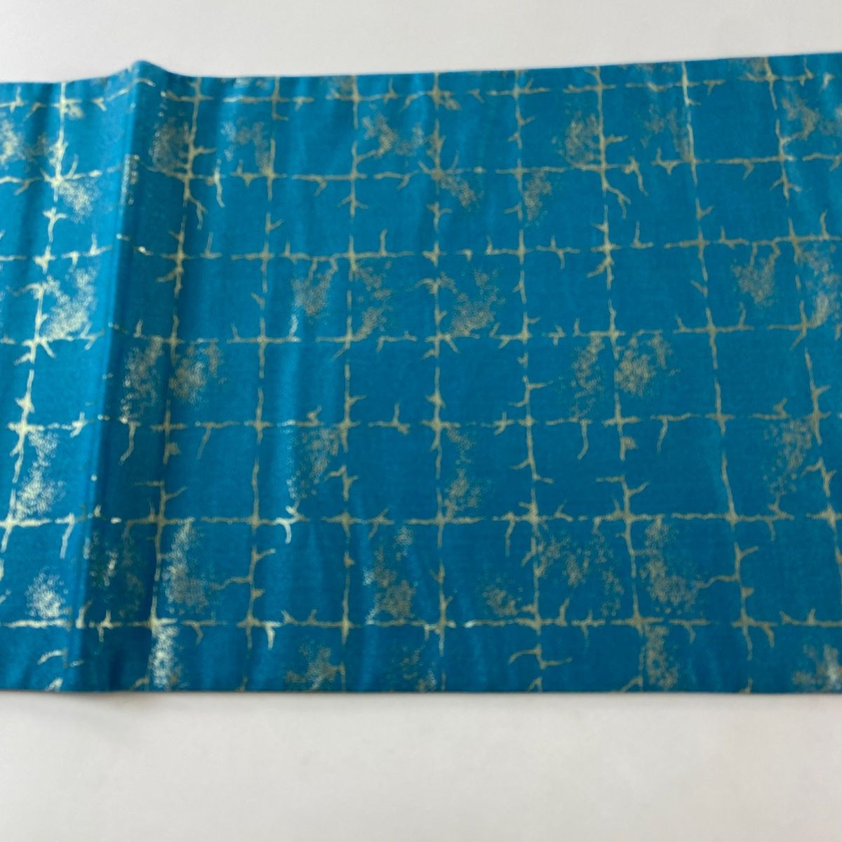 美品】 袋帯 名品 落款 辻が花 金糸 箔 青緑 お太鼓柄 正絹 【中古