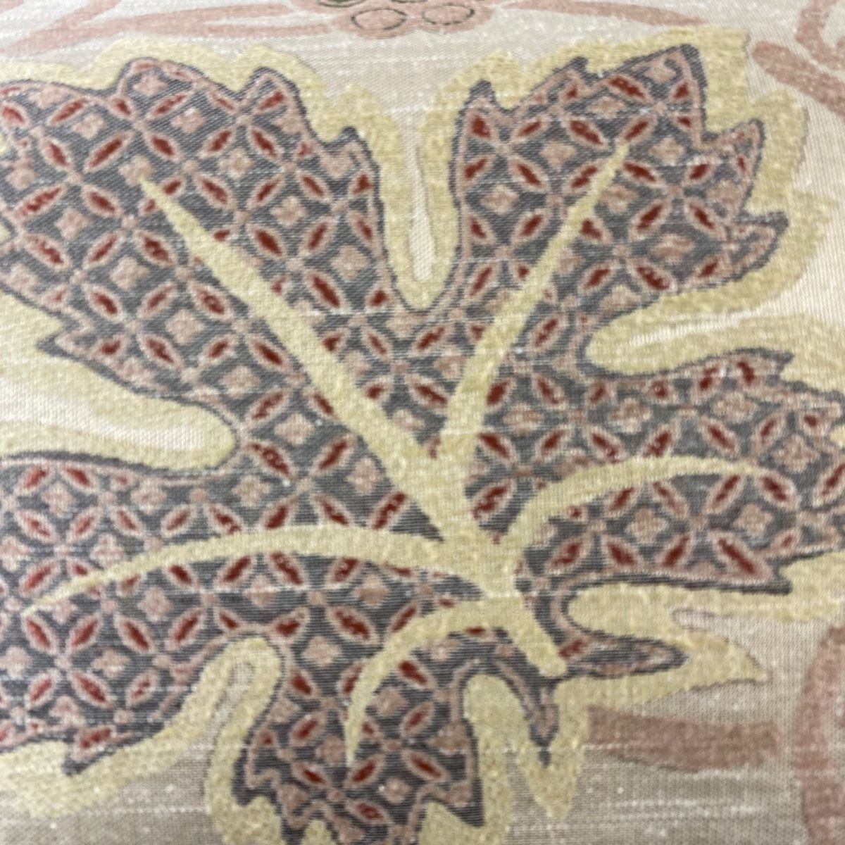 袋帯 本草木染 葡萄唐草 箔 薄茶色 六通 正絹