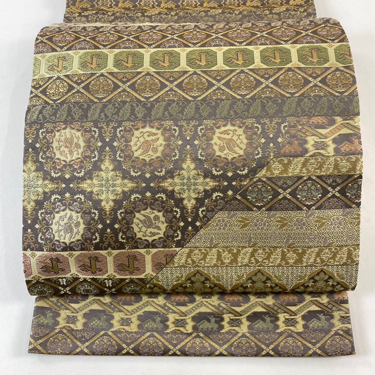 袋帯 箔屋清兵衛 落款 悠久の美 華文 有栖川文 箔 灰紫 全通 正絹